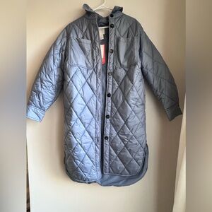 HM long quilted puffer coat blue size XS